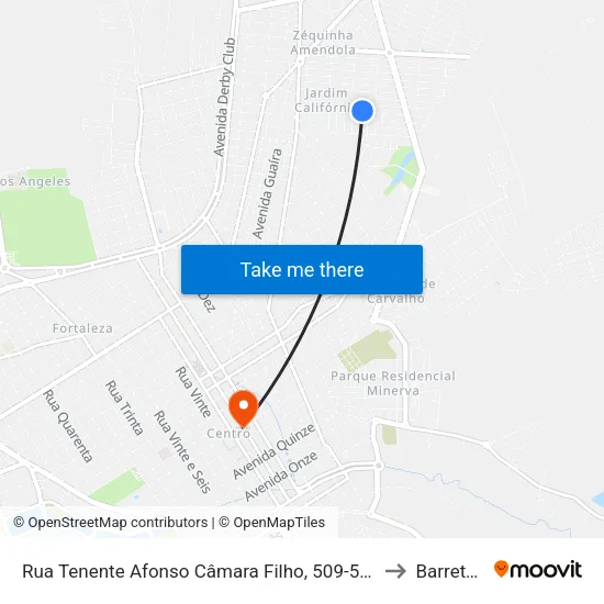 Rua Tenente Afonso Câmara Filho, 509-565 to Barretos map