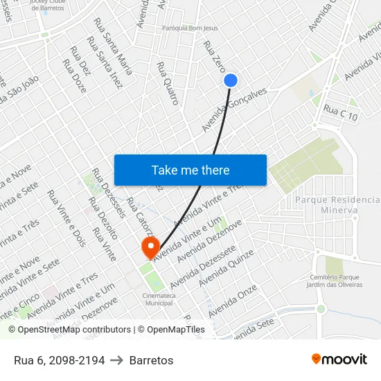Rua 6, 2098-2194 to Barretos map