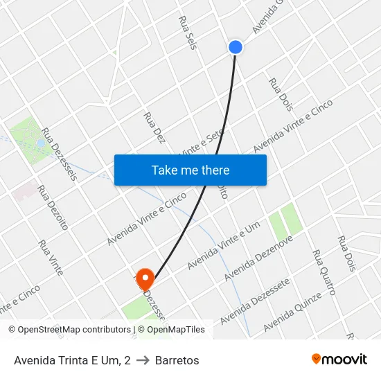 Avenida Trinta E Um, 2 to Barretos map