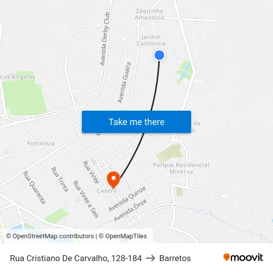 Rua Cristiano De Carvalho, 128-184 to Barretos map