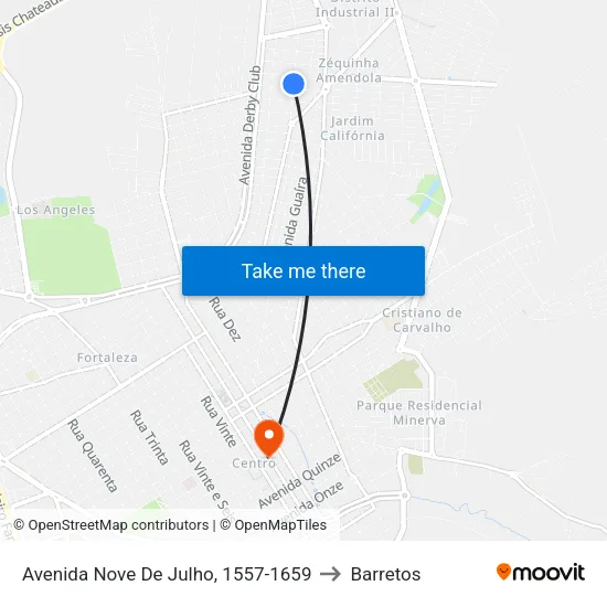 Avenida Nove De Julho, 1557-1659 to Barretos map