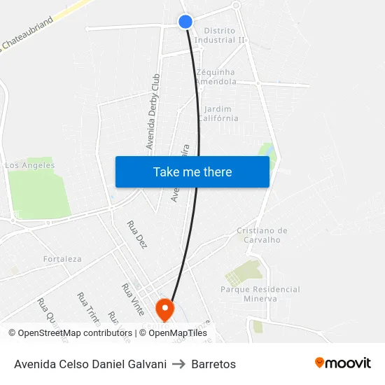 Avenida Celso Daniel Galvani to Barretos map