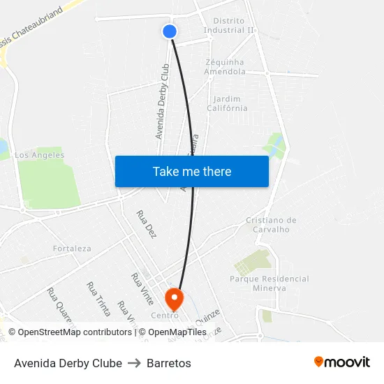 Avenida Derby Clube to Barretos map