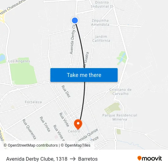 Avenida Derby Clube, 1318 to Barretos map