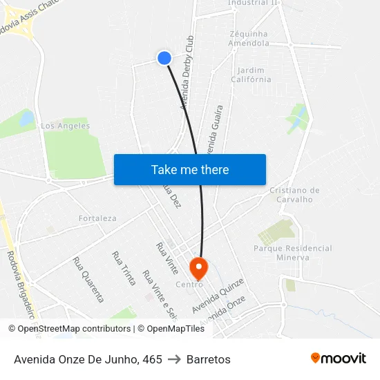 Avenida Onze De Junho, 465 to Barretos map