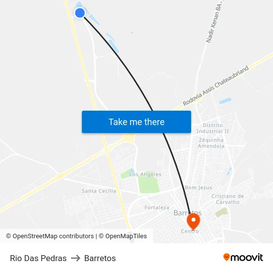 Rio Das Pedras to Barretos map