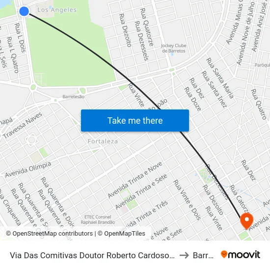 Via Das Comitivas Doutor Roberto Cardoso Alves, 60-1222 to Barretos map