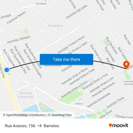 Rua Acesso, 156 to Barretos map