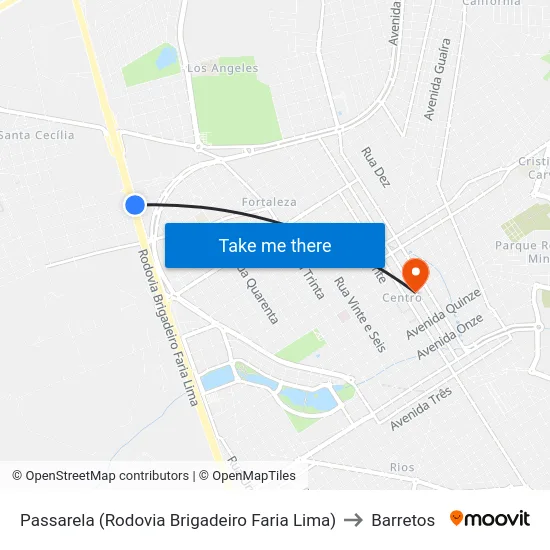 Passarela (Rodovia Brigadeiro Faria Lima) to Barretos map