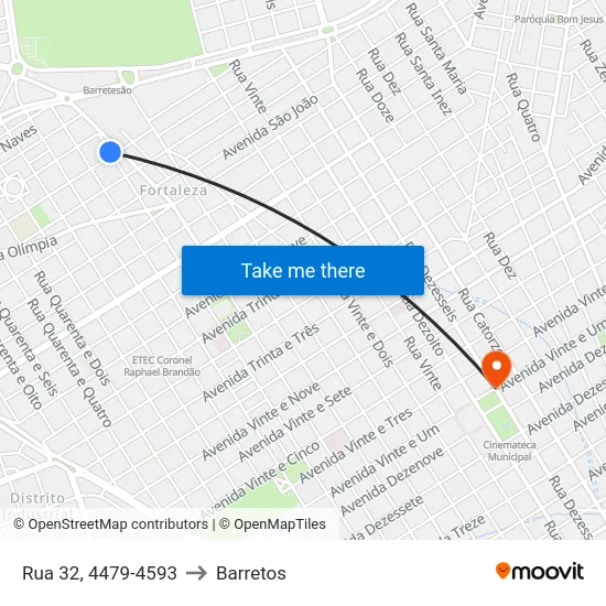 Rua 32, 4479-4593 to Barretos map