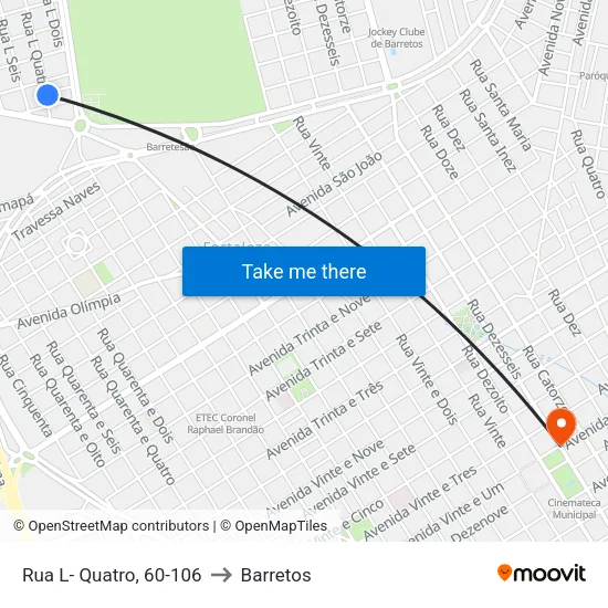 Rua L- Quatro, 60-106 to Barretos map