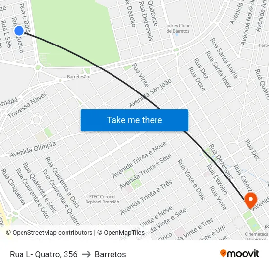 Rua L- Quatro, 356 to Barretos map
