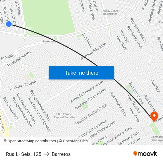 Rua L- Seis, 125 to Barretos map