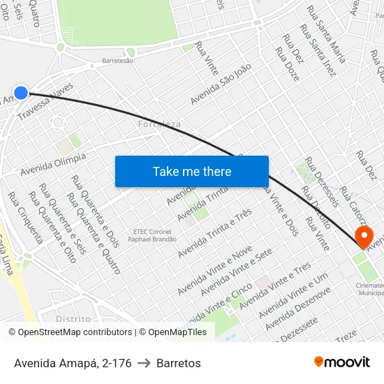 Avenida Amapá, 2-176 to Barretos map