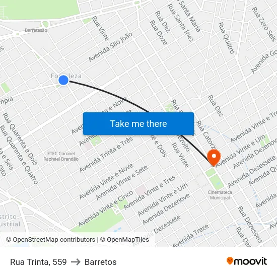 Rua Trinta, 559 to Barretos map