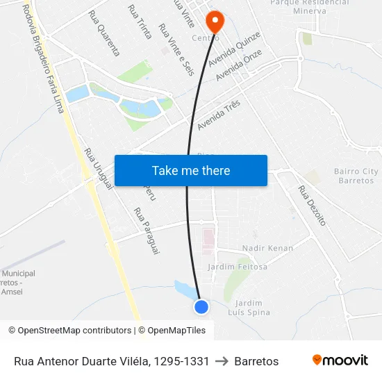 Rua Antenor Duarte Viléla, 1295-1331 to Barretos map