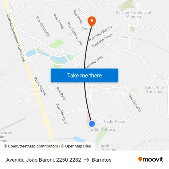 Avenida João Baroni, 2250-2282 to Barretos map