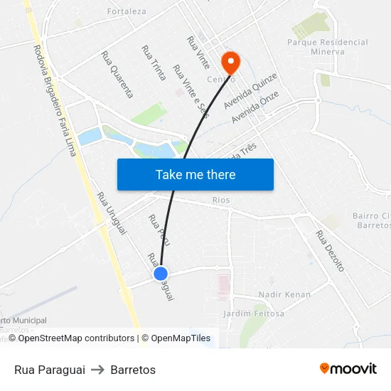 Rua Paraguai to Barretos map