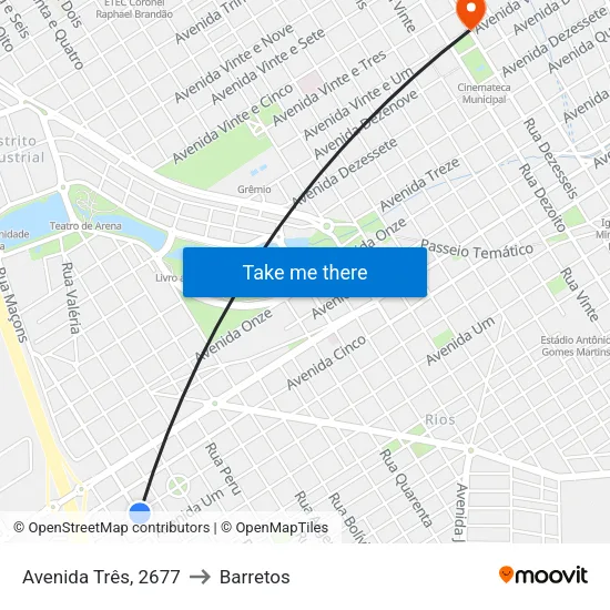 Avenida Três, 2677 to Barretos map