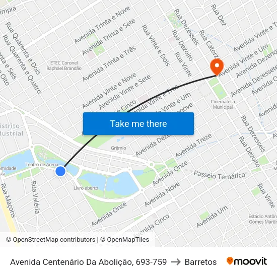 Avenida Centenário Da Abolição, 693-759 to Barretos map