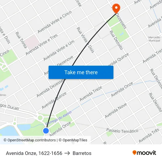 Avenida Onze, 1622-1656 to Barretos map