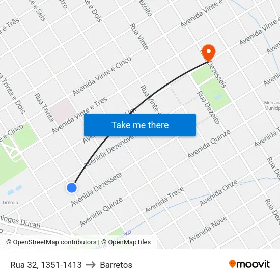 Rua 32, 1351-1413 to Barretos map