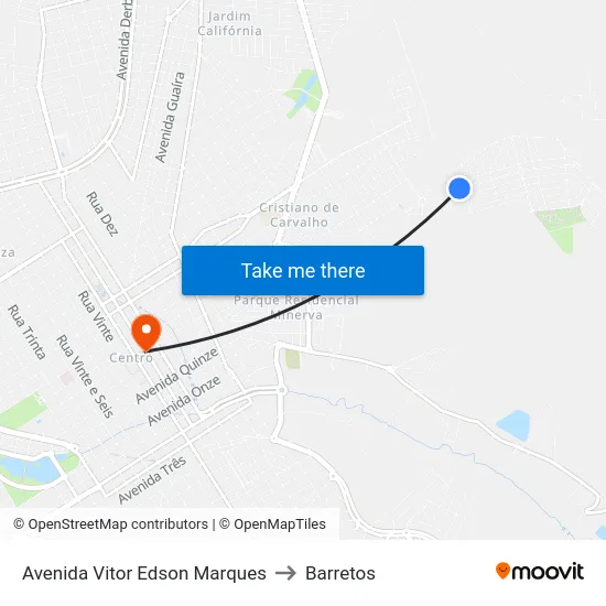 Avenida Vitor Edson Marques to Barretos map