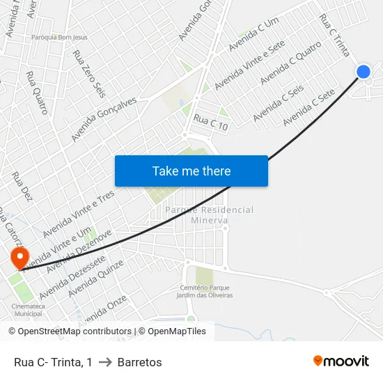Rua C- Trinta, 1 to Barretos map
