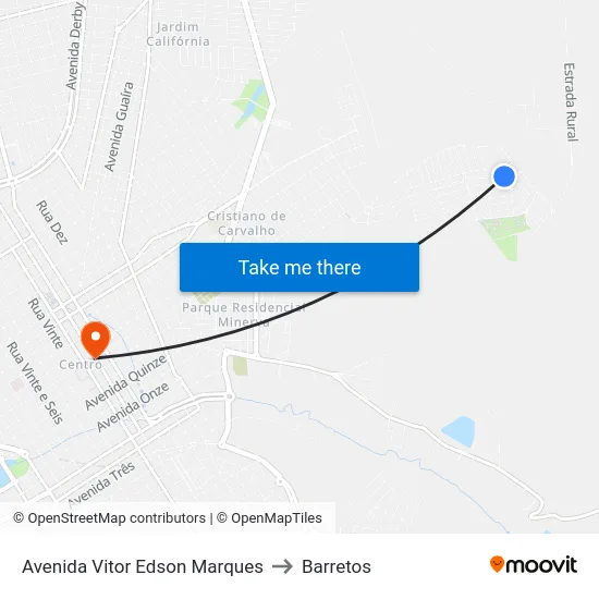Avenida Vitor Edson Marques to Barretos map