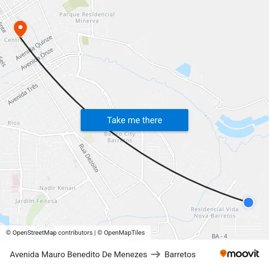 Avenida Mauro Benedito De Menezes to Barretos map