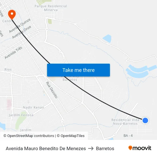 Avenida Mauro Benedito De Menezes to Barretos map