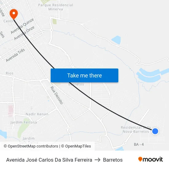 Avenida José Carlos Da Silva Ferreira to Barretos map
