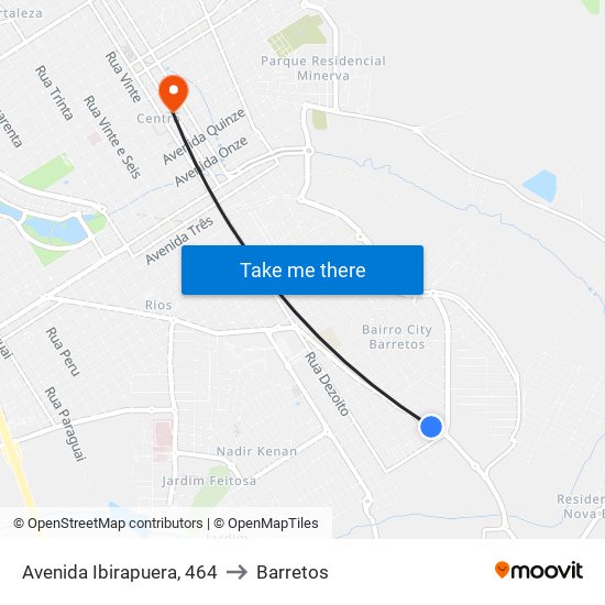 Avenida Ibirapuera, 464 to Barretos map