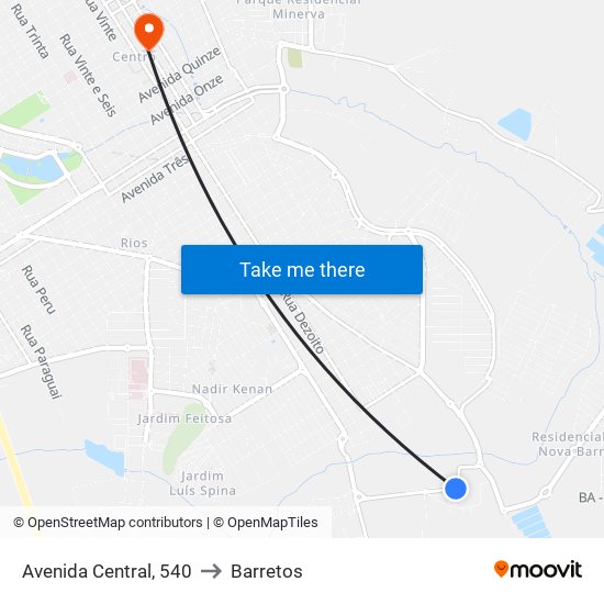 Avenida Central, 540 to Barretos map