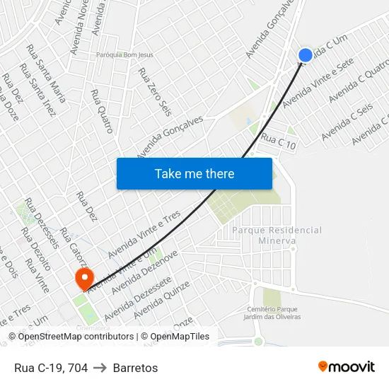Rua C-19, 704 to Barretos map