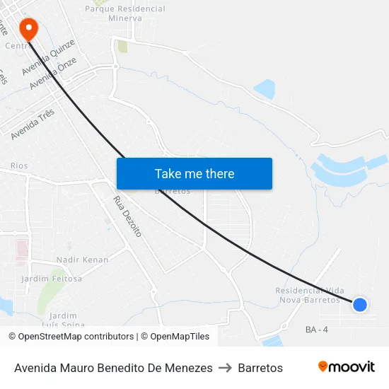 Avenida Mauro Benedito De Menezes to Barretos map