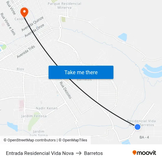 Entrada Residencial Vida Nova to Barretos map