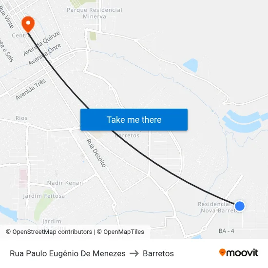 Rua Paulo Eugênio De Menezes to Barretos map