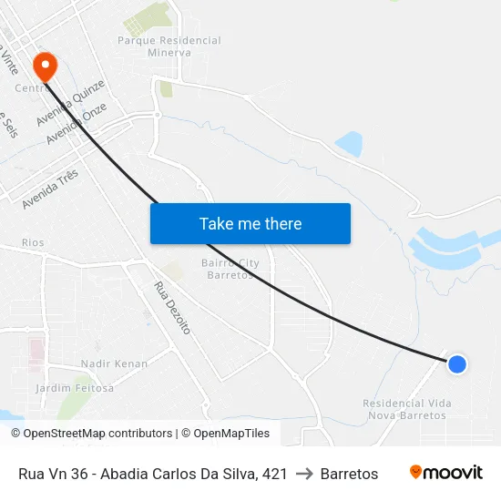 Rua Vn 36 - Abadia Carlos Da Silva, 421 to Barretos map