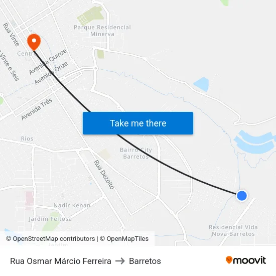 Rua Osmar Márcio Ferreira to Barretos map