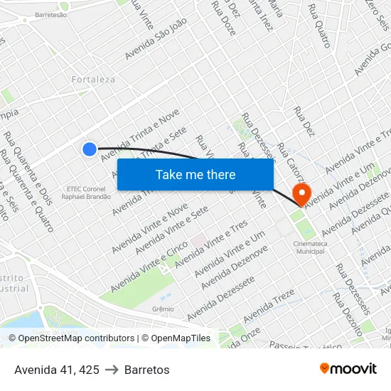 Avenida 41, 425 to Barretos map