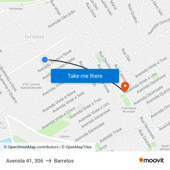 Avenida 41, 306 to Barretos map