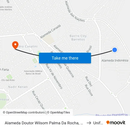 Alameda Doutor Wilsom Palma Da Rocha, 208 to Unifeb map