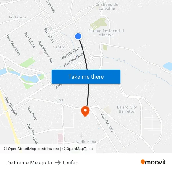 De Frente Mesquita to Unifeb map
