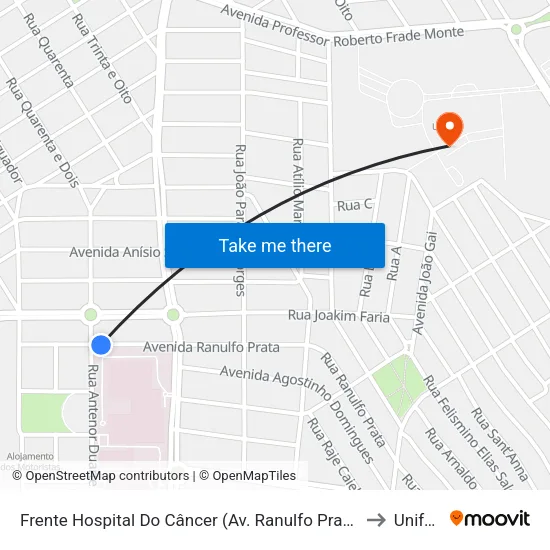 Frente Hospital Do Câncer (Av. Ranulfo Prata) to Unifeb map