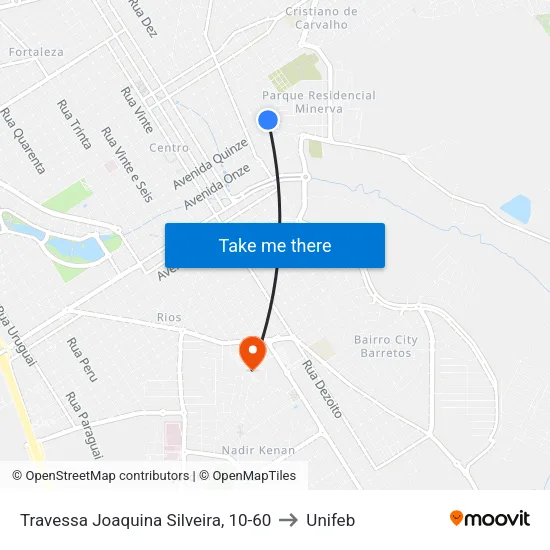 Travessa Joaquina Silveira, 10-60 to Unifeb map