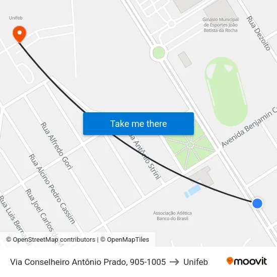 Via Conselheiro Antônio Prado, 905-1005 to Unifeb map