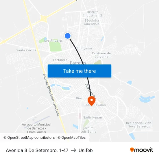 Avenida 8 De Setembro, 1-47 to Unifeb map