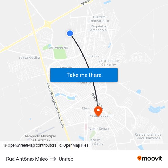 Rua Antônio Mileo to Unifeb map