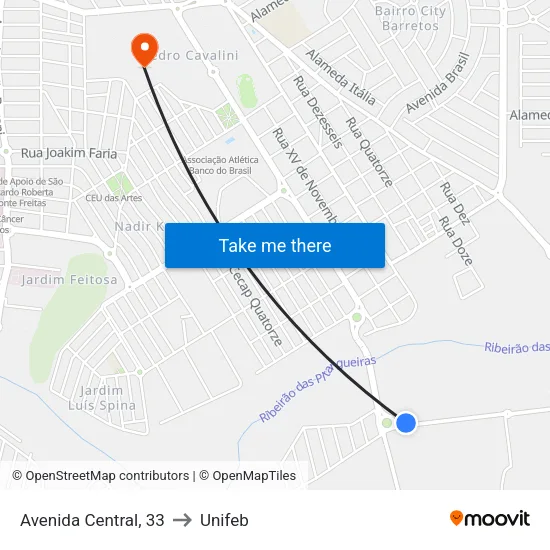 Avenida Central, 33 to Unifeb map